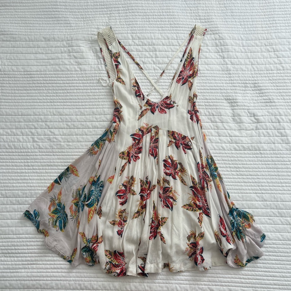 Free people white floral mini dress